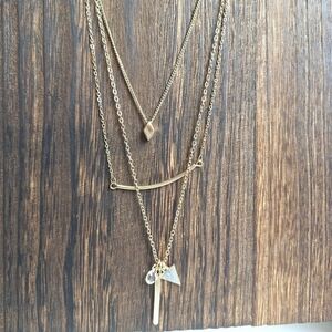 3 Strand Goldtone Pendant Necklace Dainty Chains